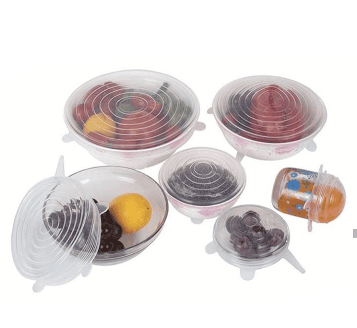 Set Of 6 Round Silicone Stretch Lids, Transparent Silicone Food Sealing Cover, Reusable Durable Food Storage Covers for Bowls, Cups, Cans Set Of 6 Round Silicone Stretch Lids, Transparent Silicone Food Sealing Cover, Reusable Durable Food Storage Covers for Bowls, Cups, Cans
